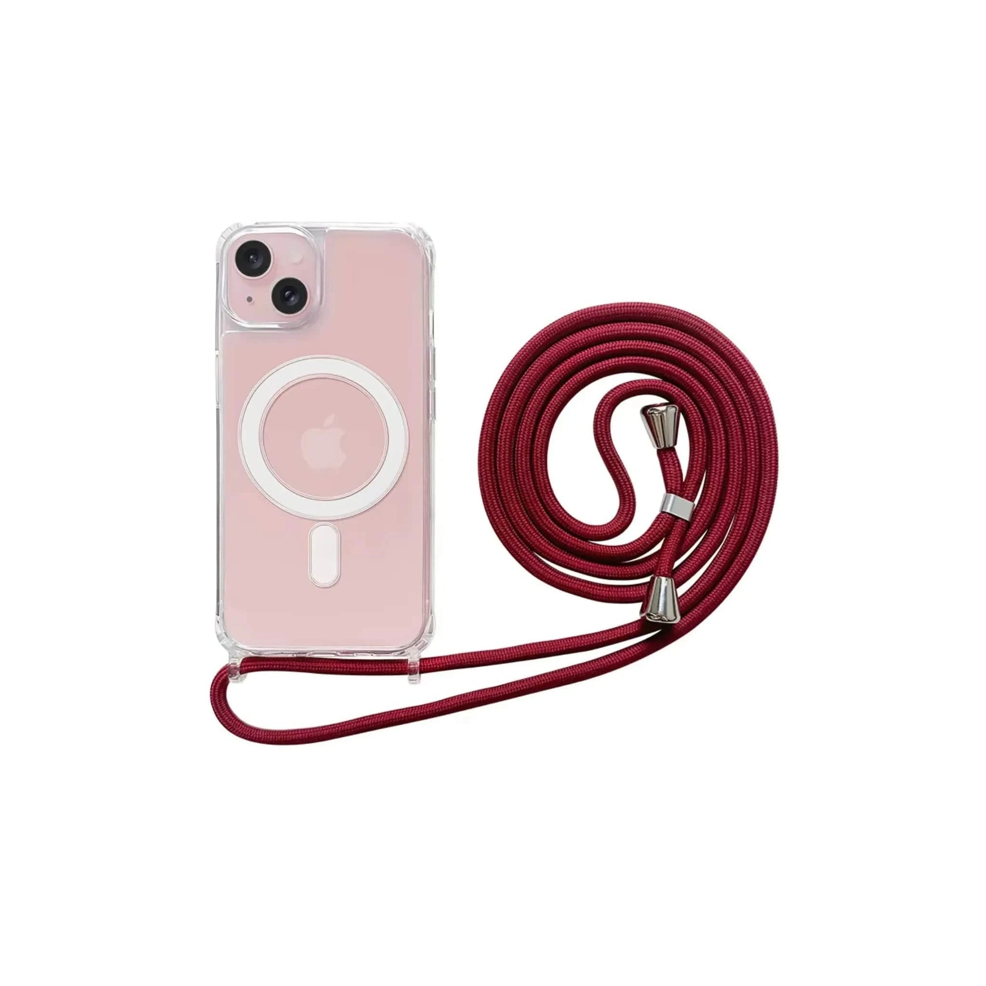 Glow Phone Coque Iphone 11 Rouge vin / iPhone 11 Étui MagSafe antichoc avec lanière pour iPhone 11