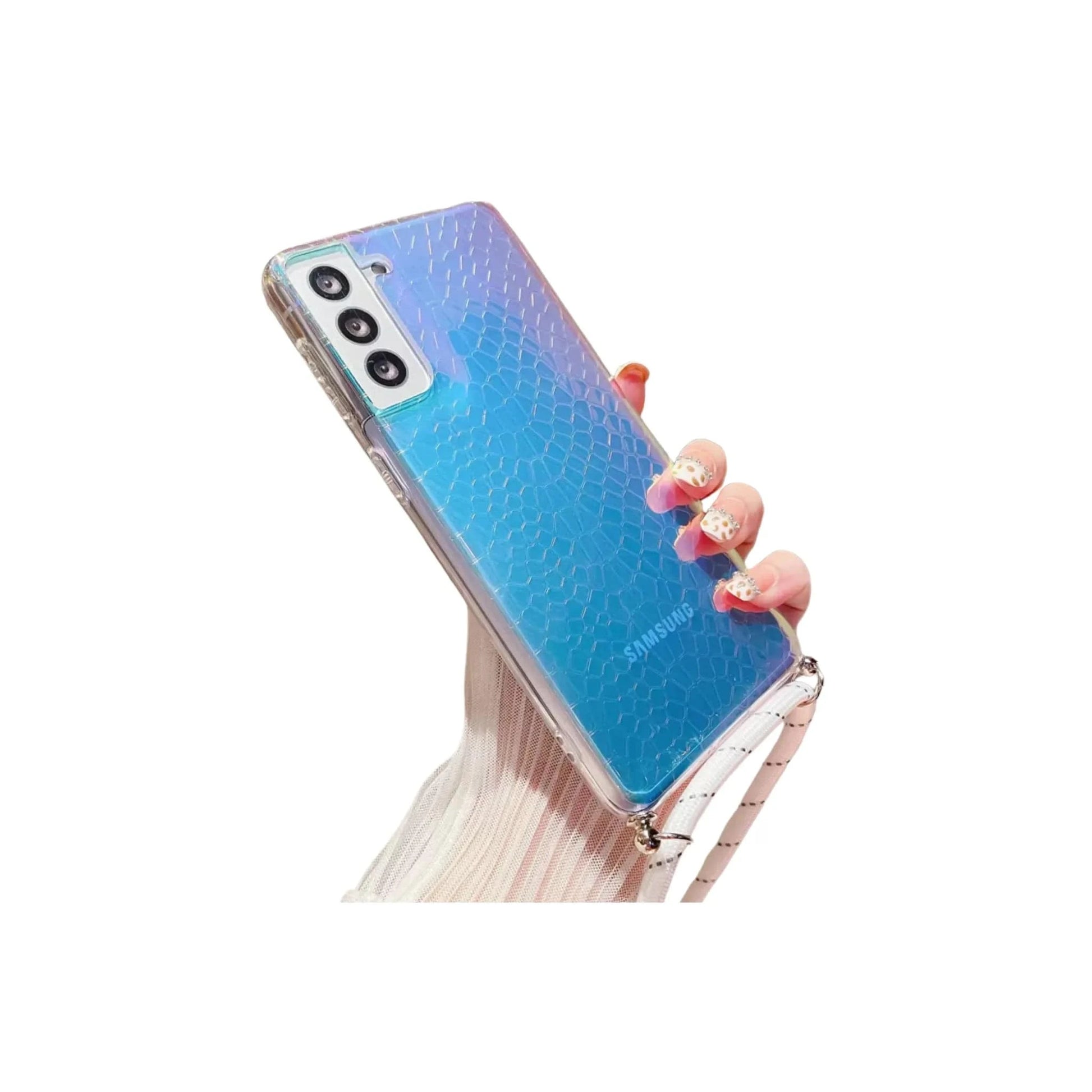 Glow Phone Coque Samsung A34 Étui de téléphone scintillant à lanière pour Samsung Galaxy A34