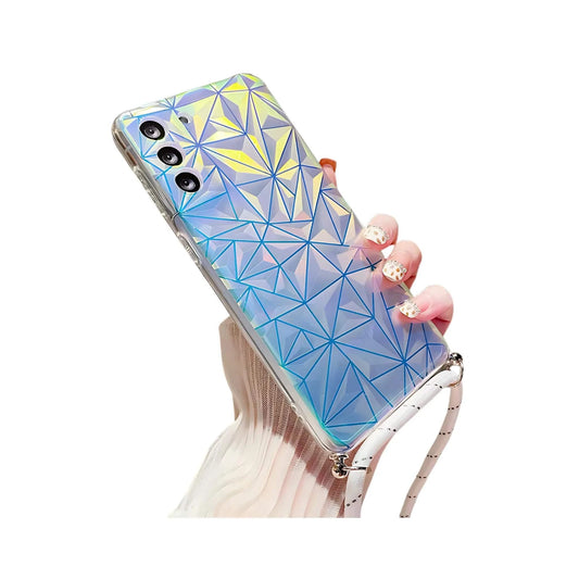 Glow Phone Coque Samsung A34 Étui de téléphone scintillant à lanière pour Samsung Galaxy A34