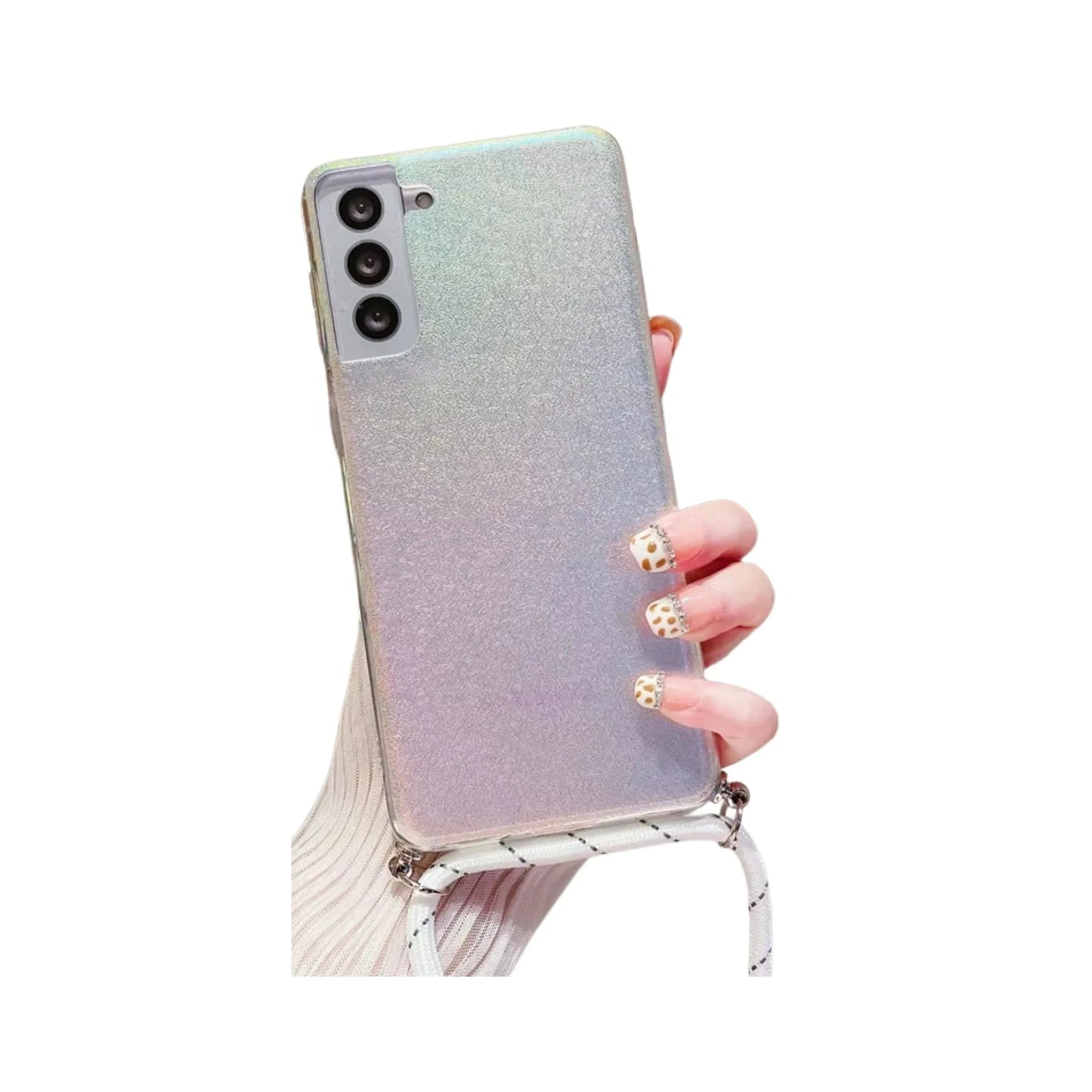 Glow Phone Coque Samsung A34 Étui de téléphone scintillant à lanière pour Samsung Galaxy A34